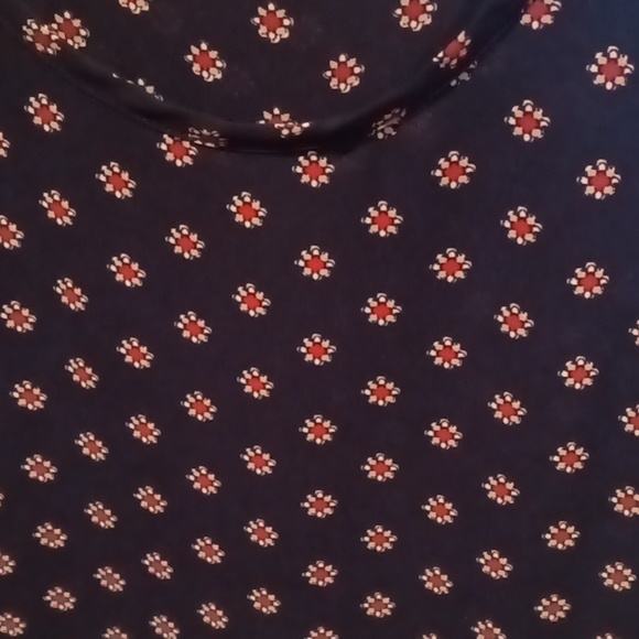 FINAL PRICE PLEIONE multi-colored floral print s/s design blouse w flared hem L - Picture 6 of 6